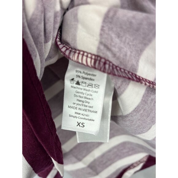 LuLaRoe Striped Cowl Neck Pullover Top Burgundy White Size XS NWT - Picture 6 of 13